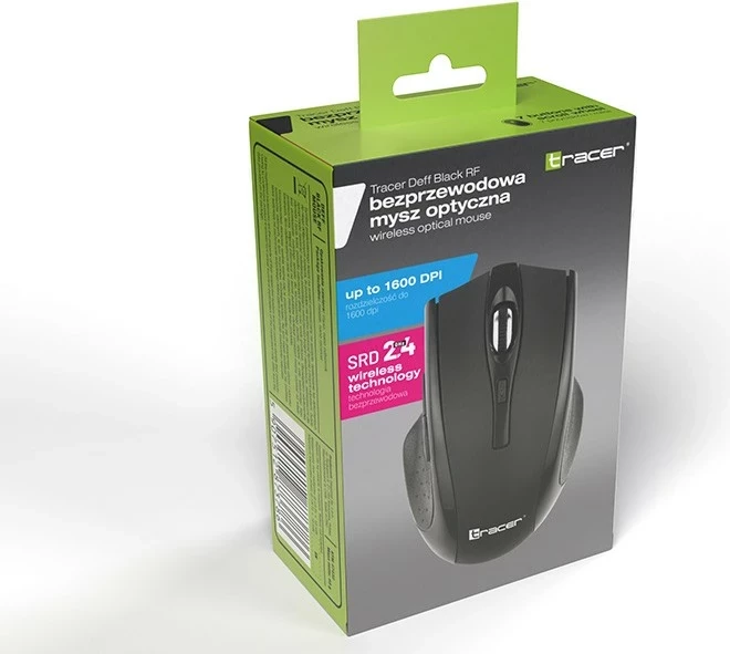 Brezžični miška Tracer DEFF RF Nano 2.4 GHz, 1600 DPI, 7 gumbov, črno-grafitna