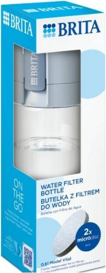 Steklenica za vodo z filtrom BRITA Vital 0,6 L, pastelno modra, 2 kosa