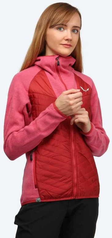 Jakna ženska hibridna, kombinacija flisa in volne Salewa, barvna mešanica