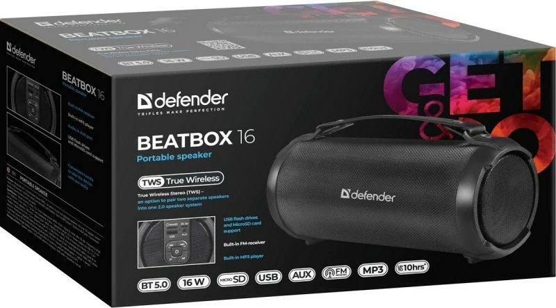 Zvočnik Bluetooth Defender Beatbox 16W, črn