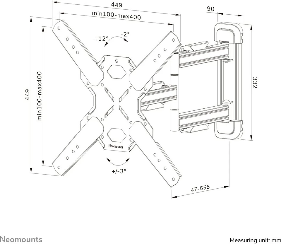 Stenski nosilec za TV Neomounts WL40S-850BL14, z vsem gibanjem, 32–65 palcev, jeklo, črn Stenski nosilec za TV Neomounts WL40S-850BL14, z vsem gibanjem, 32–65 palcev, jeklo, črn