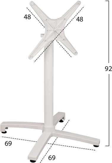 Aluminijasto zložljivo belo mat stojalo s križem 69x69x73-92cm FH459.02