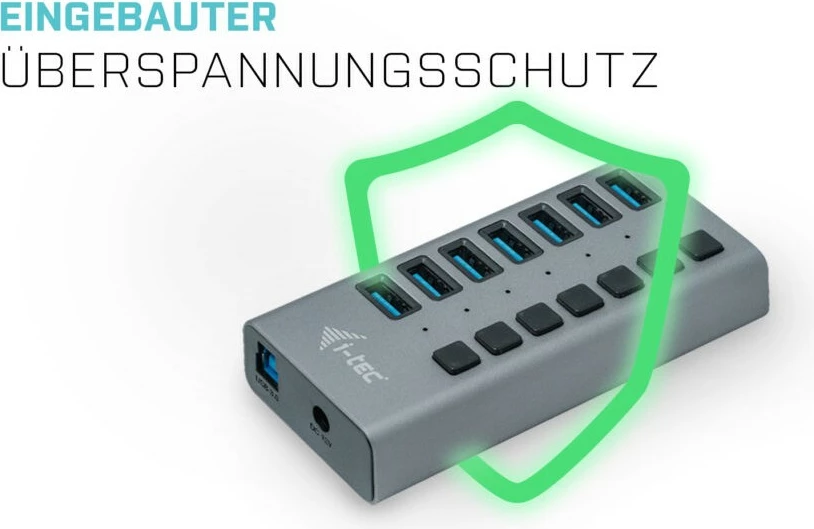 USB 3.0 razdelilec 7 vrat, 36 W, aluminij, siv - I-Tec