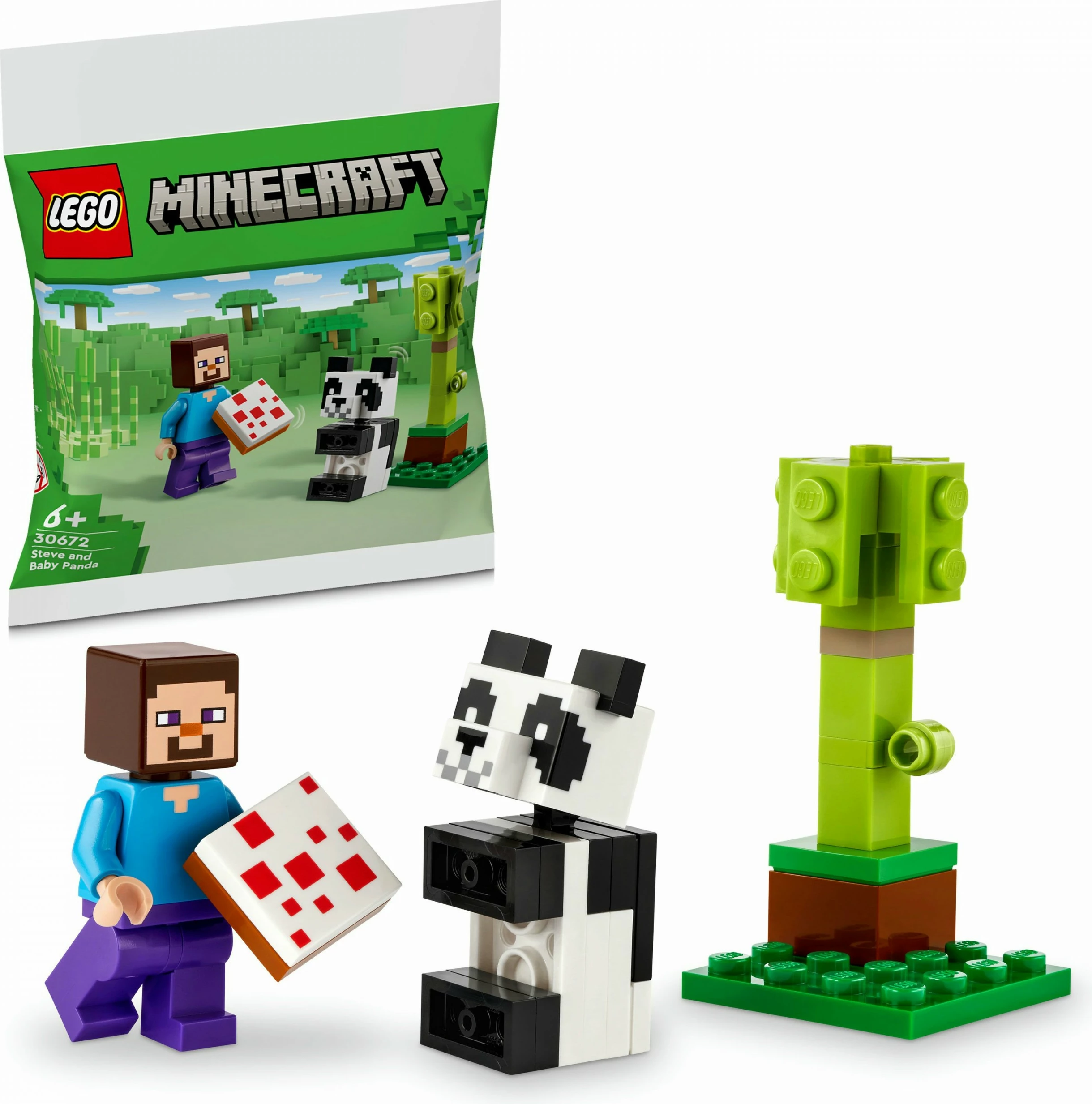 Set za gradnjo Minecraft Steve s pandico, LEGO 30672, večbarvno