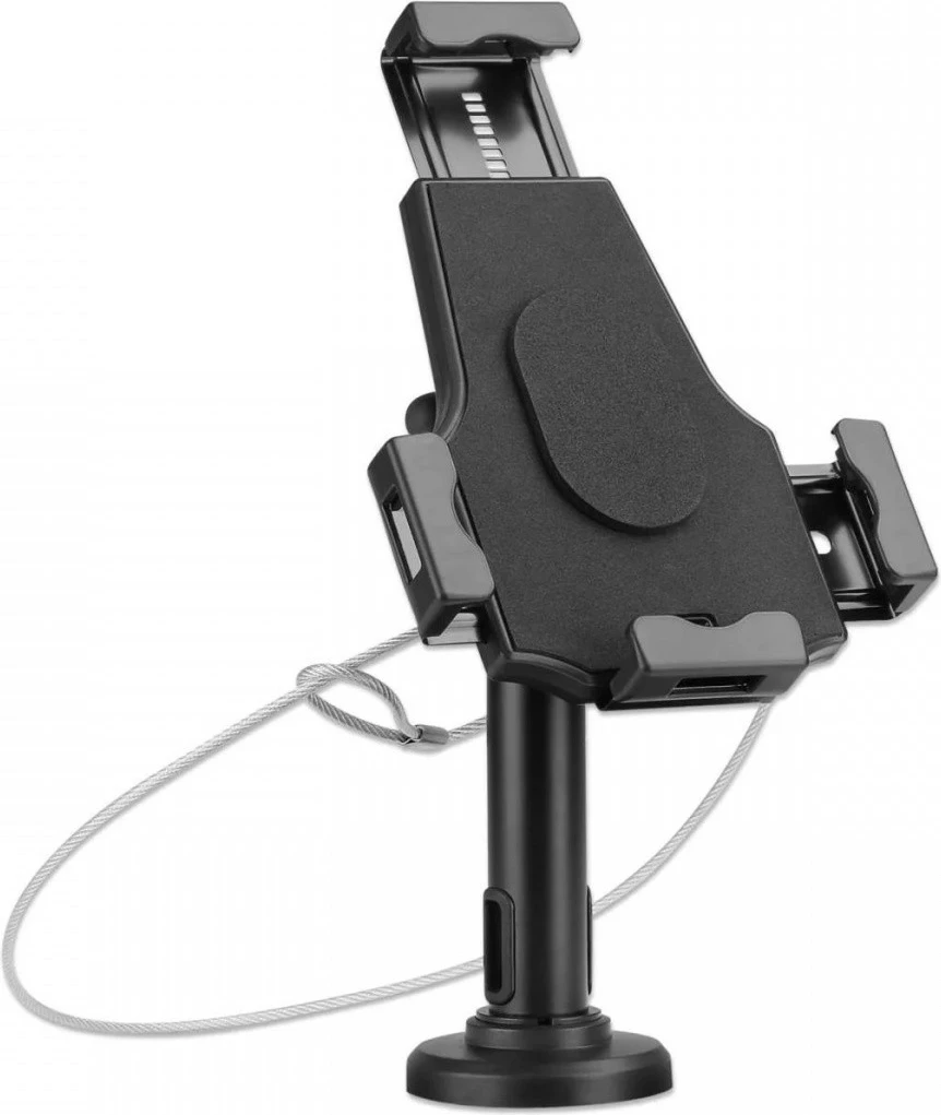 Stojalo za tablico 7,9–10,5 palca, z ključavnico in varnostno vrvico, namizno/stensko, črno Manhattan 462112