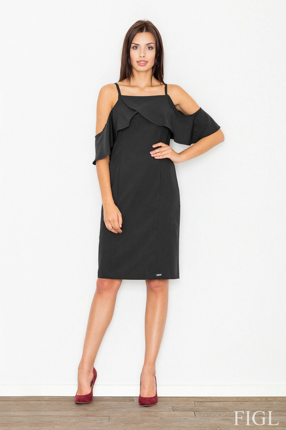 Elegantna obleka Figl 60716, črna