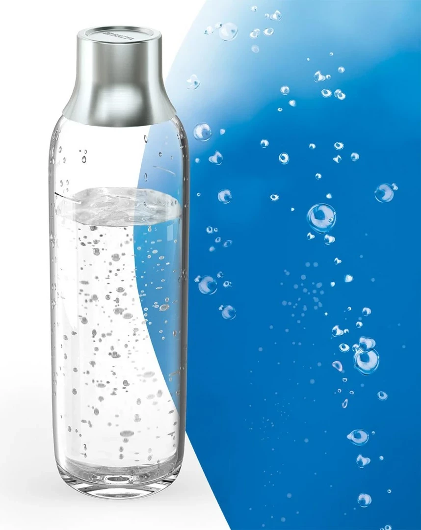 Karbonizacijska steklenica BRITA sodaTRIO, 1 L, steklo, 2 kosa, srebrna