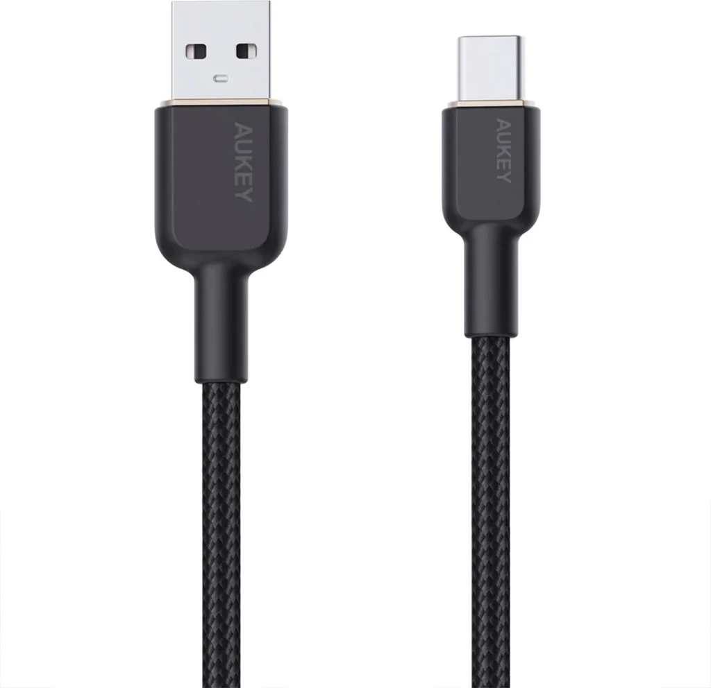 Kabel USB-C Power Delivery 60W 3A, 1 m, najlon, črn AUKEY CB-NAC1