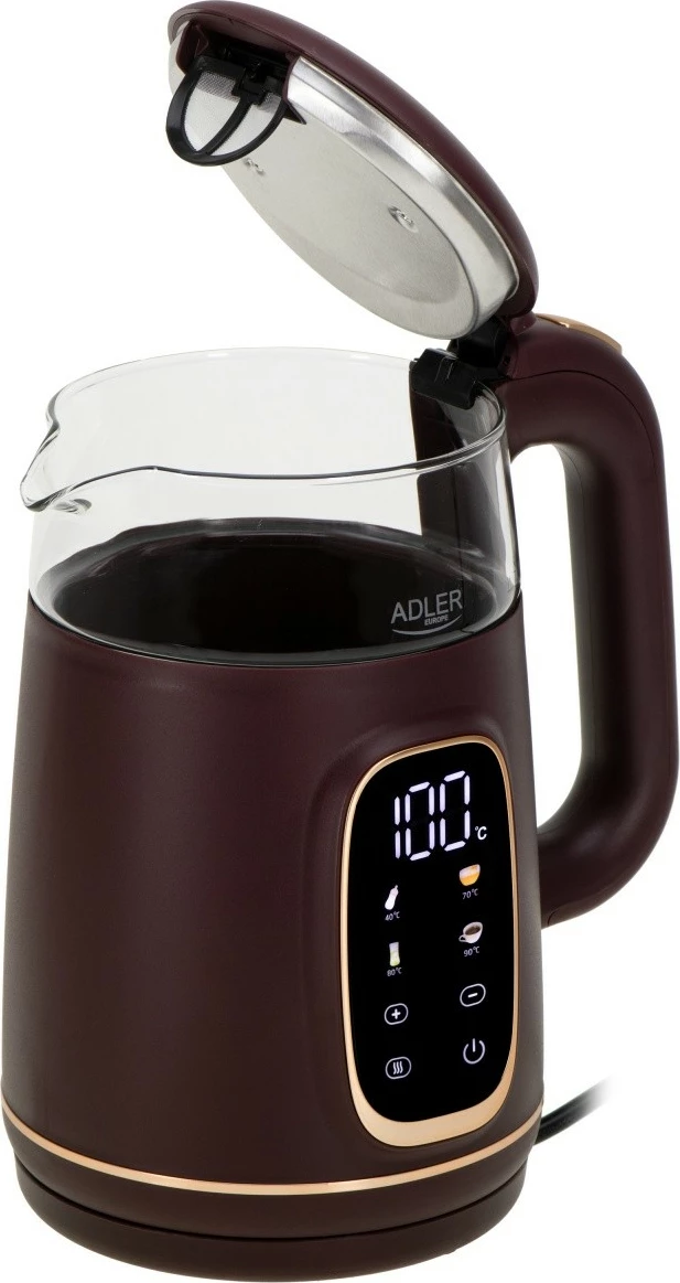 Električni grelnik vode Adler AD 1305, 1,7 L, regulacija temperature, LED, burgundy