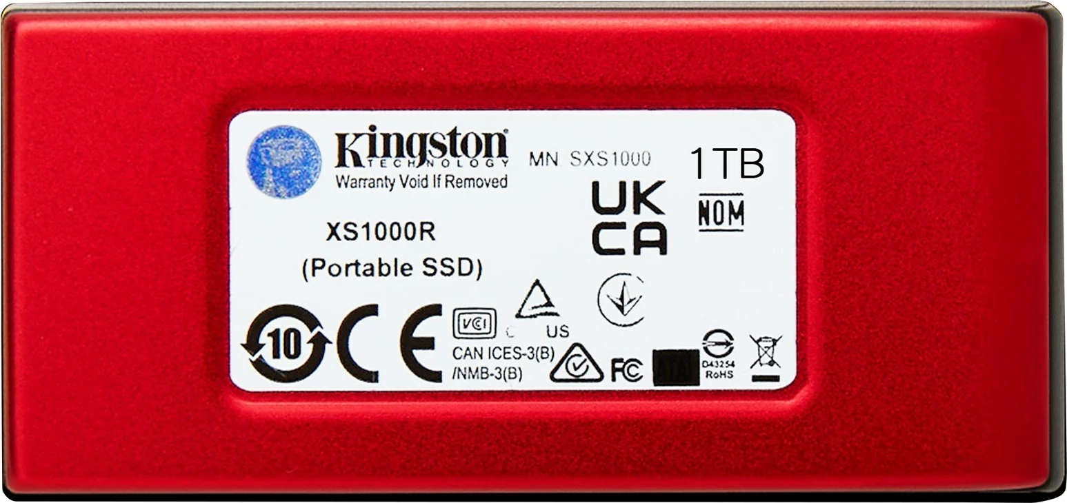 Zunanji SSD disk Kingston XS1000, 1TB, USB 3.2 Gen 2, rdeč