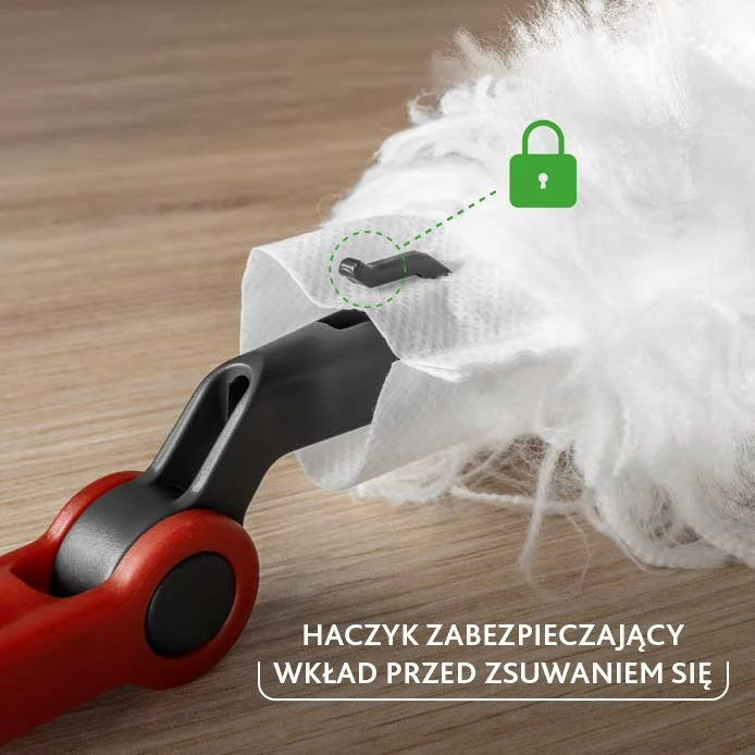 Lopata za prah z dolgim ročajem Vileda Flex&Catch, 1 vložek, rdeča