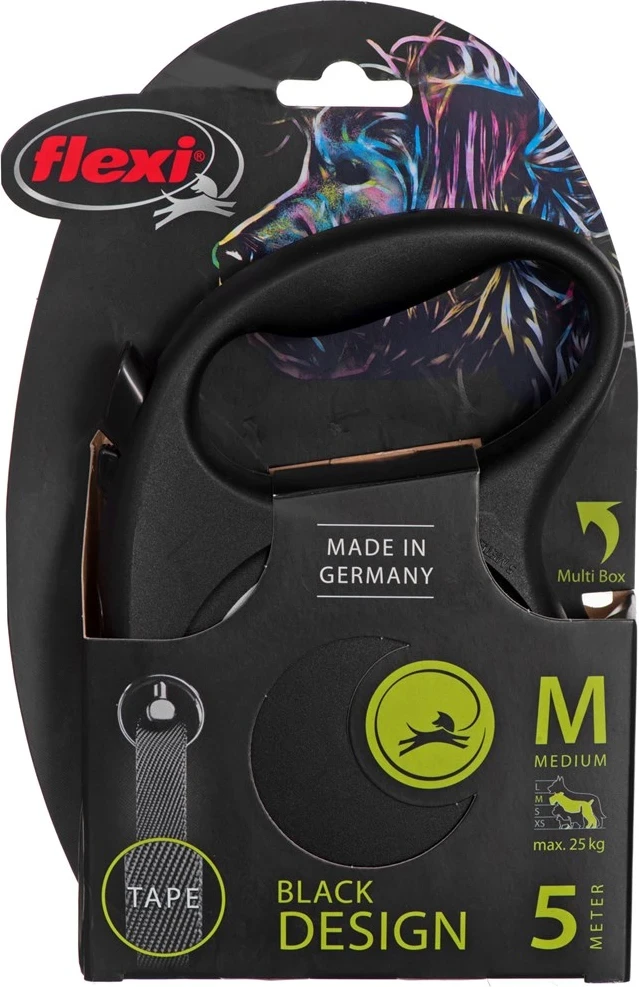 Raztegljiva vrv za psa Flexi, M, 5 m, črna