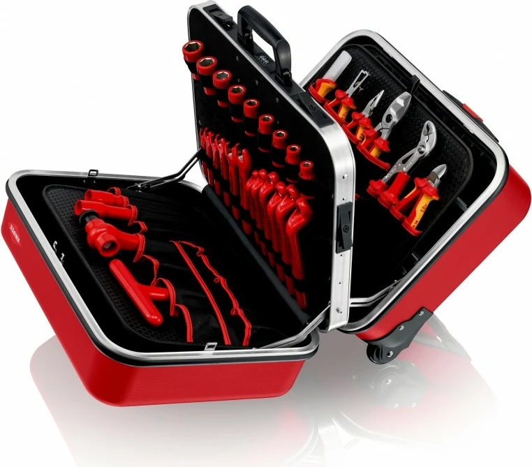 Kovček za orodje Knipex 98 99 15, ABS/aluminij, 2 predelka, črno/rdeč