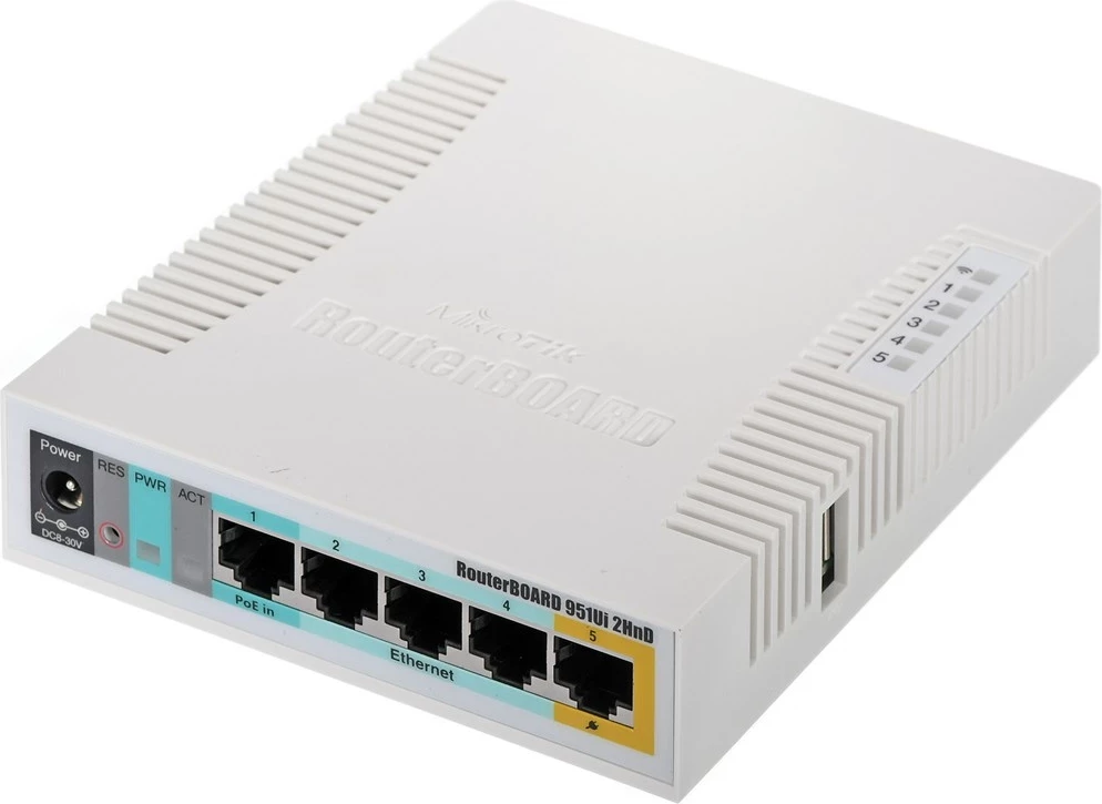 Router MikroTik RB951Ui-2HnD, PoE, bel Router MikroTik RB951Ui-2HnD, PoE, bel
