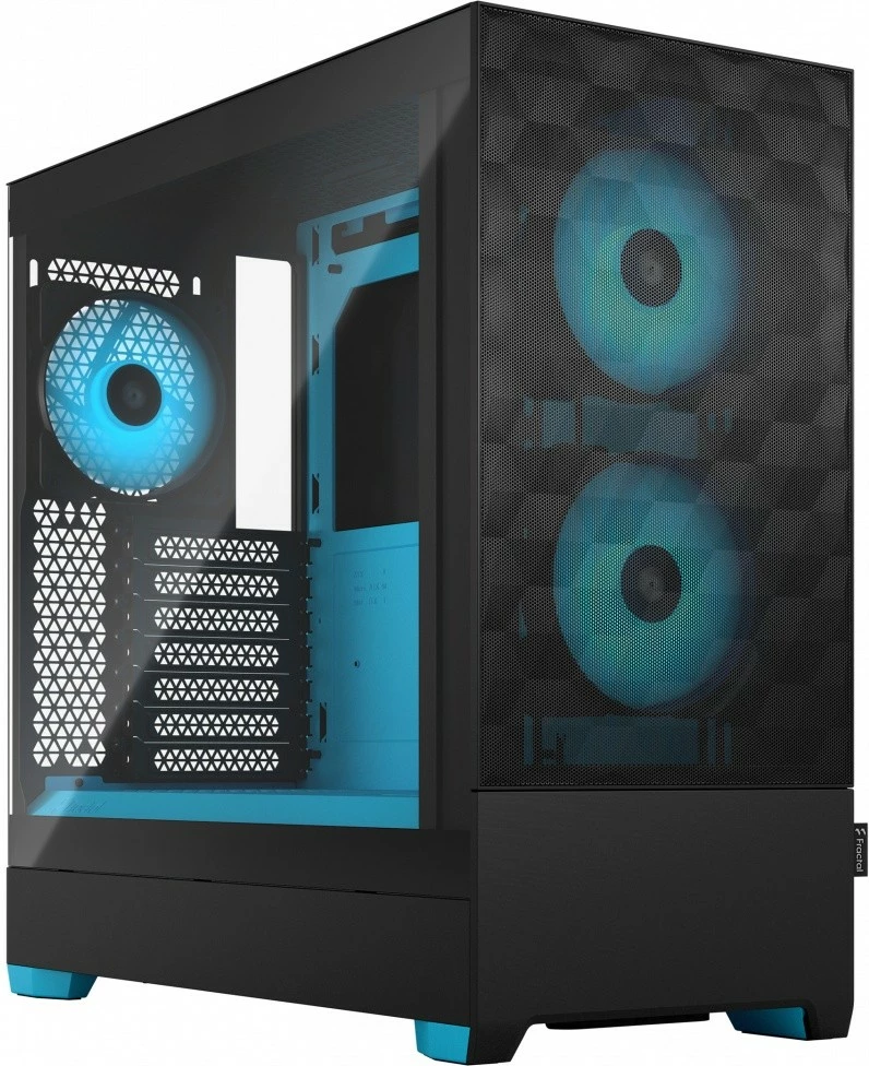 Računalniško ohišje Pop Air TG Clear Tint RGB Cyan Core Fractal Design, Midi Tower, ATX, Micro ATX, Mini ITX, črno/cyan