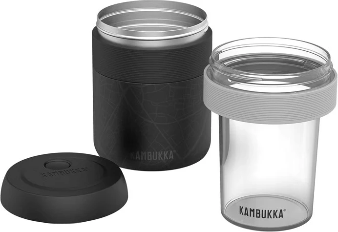 Termična posoda z mikro pregrado Kambukka Bora, 400 ml, črna