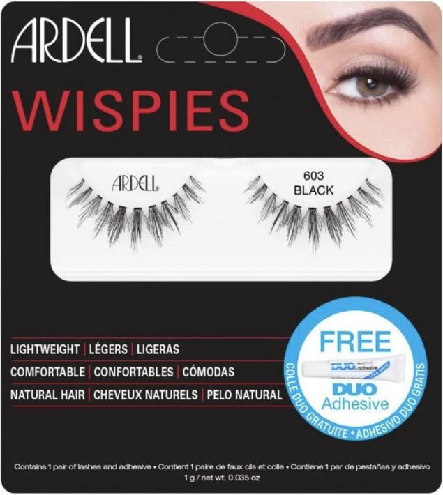 Umetne trepalnice Wispies 603 Black Ardell z lepilom, za ženske, 1 kos