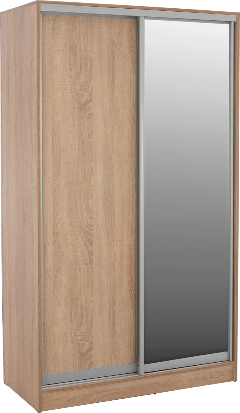 Drsna omara iz melamina ADLER 120x60x220 cm z dvema vratoma v sonama barvi z ogledalom FH2460.01