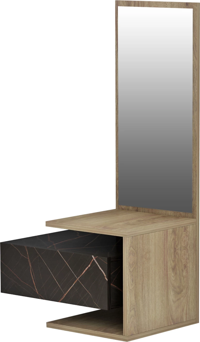 Pohištvo za predsobo z ogledalom MEARA FH8984.13 melamin v naravno-črnem marmorju 49,1x31,3x90Hcm