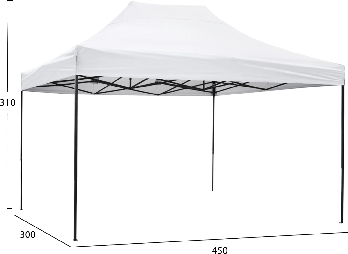 Zložljiv kovinski paviljon MATTHEW FH6311 s črnim okvirjem in belo senčnico 3x4.5x3.10Hm