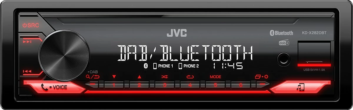 Avtoradio JVC KD-X282DBT, Bluetooth, USB, črn