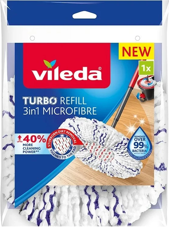 Vstavni vložek za vrtljiv mop Vileda Turbo 3in1 Microfibre, temno modra, bela