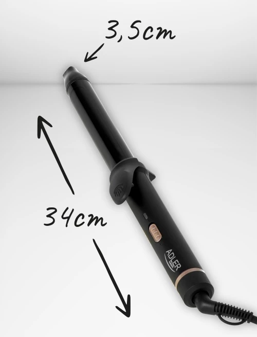 Kodralnik za lase, keramičen 25 mm, Adler AD 2115, 45 W, črn z zlatimi elementi