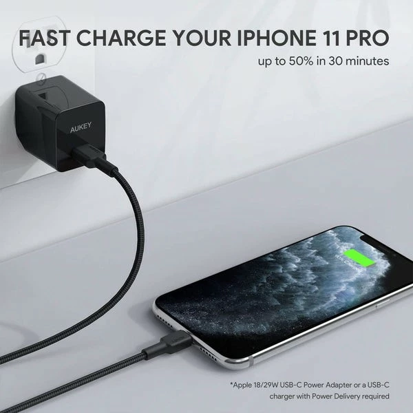 Kabel Lightning na USB Type-C, 2 m, črn, AUKEY CB-CL03