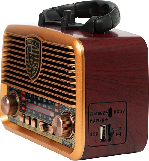 Prenosni analogni radio, AM/FM, Bluetooth, solar, 1200mAh BLOW RA10, črn/rjav/zlat