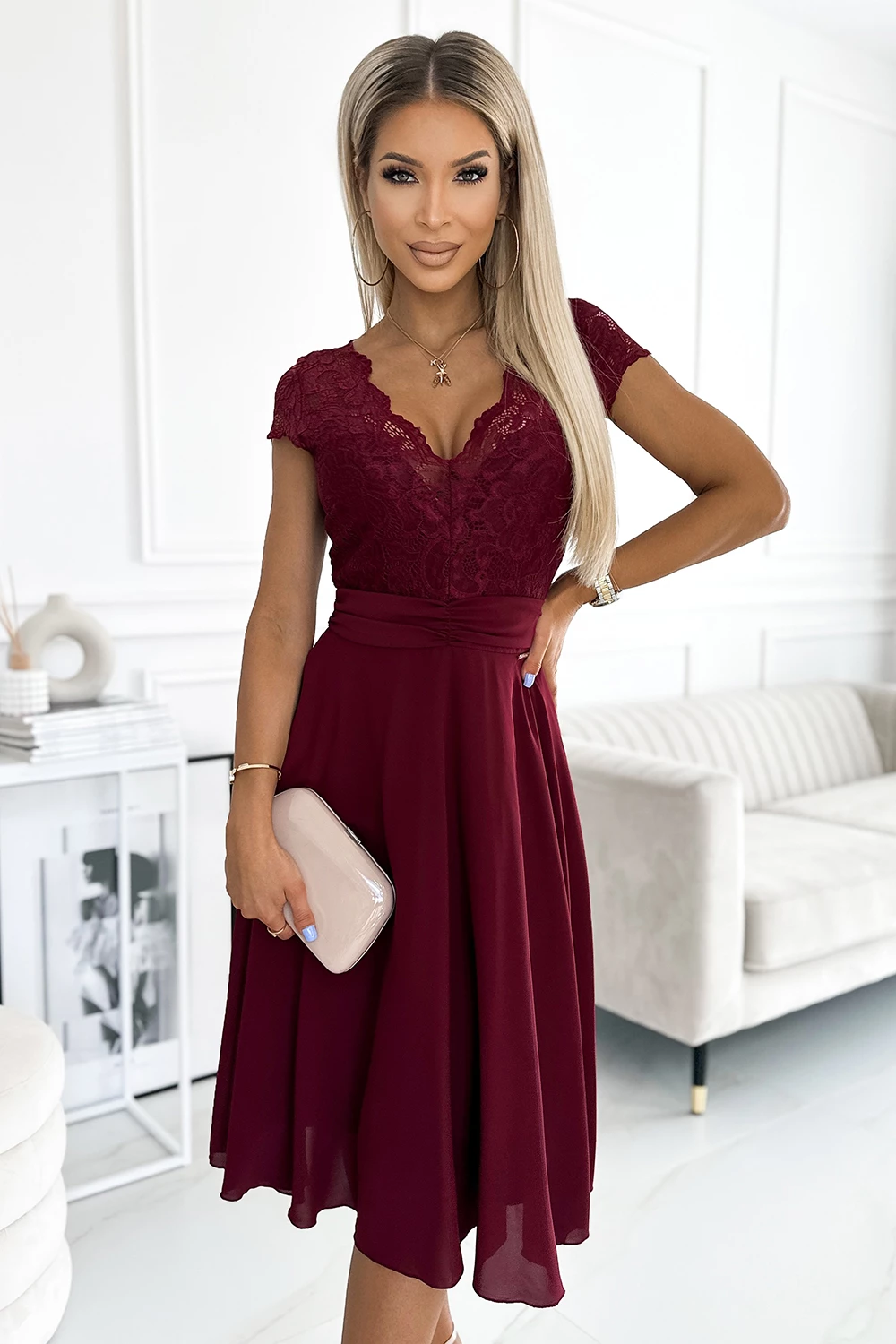 Elegantna obleka za ženske Numoco 181127, rdeča