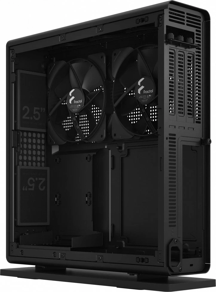 Kompaktna ohišje Fractal Design Ridge Black, Mini ITX, Tower Slim, 4x 2.5" pogon, črno