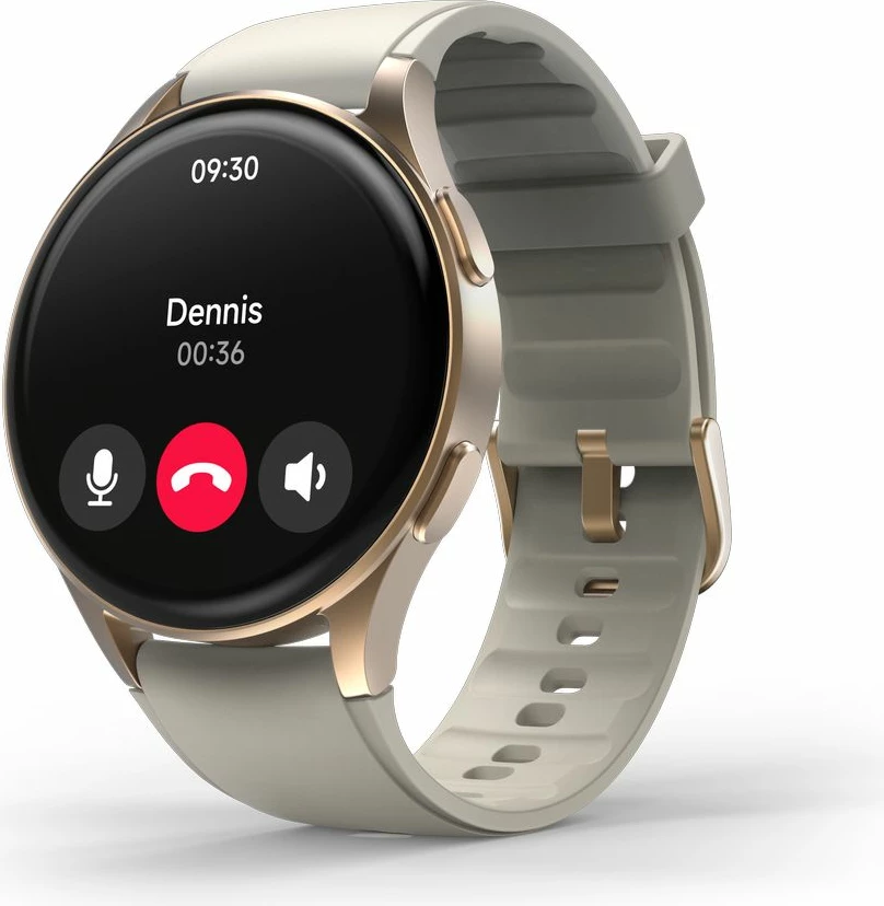 Pametna ura Hama 8900 GPS AMOLED 1.32", silikonski pašček bež, zlata