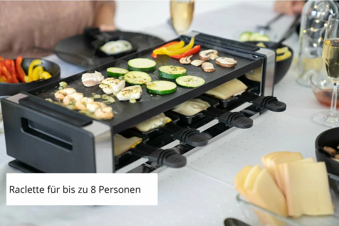 Grill raclette za 8 oseb UNOLD 48730, plastika, nerjaveče jeklo, črn Grill raclette za 8 oseb UNOLD 48730, plastika, nerjaveče jeklo, črn