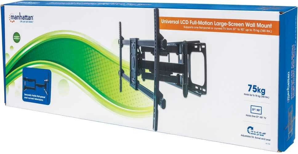 Univerzalni stenski nosilec za TV Manhattan 461290, za zaslone 37–90 palcev, črn