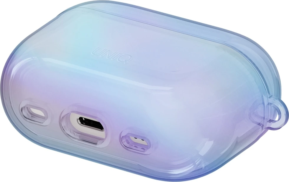 Zaščitna prevleka z holografskim učinkom za AirPods Pro 2 UNIQ Iridescia, z karabinom, modra