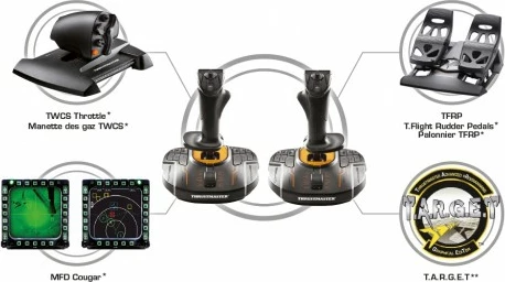 Dvojni joystick za vesoljske simulacije Thrustmaster T.16000M FCS Space Sim Duo Stick, 16 tipk, USB, PC, črno/oranžen
