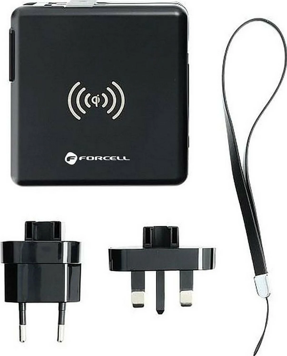 Multifunkcijski polnilec Forcell F-ENERGY 5v1, 10000 mAh, 20W PD, brezžični 15W, s kablom Type-C/Lightning, črn