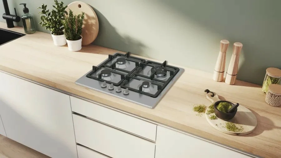 Plinska kuhalna plošča, Bosch PGH6B5K90, inox, 4 kuhališča Plinska kuhalna plošča, Bosch PGH6B5K90, inox, 4 kuhališča