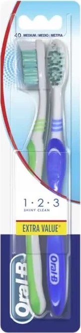 Zobna ščetka Shiny Clean Oral-B, srednje trda, 2 kosa