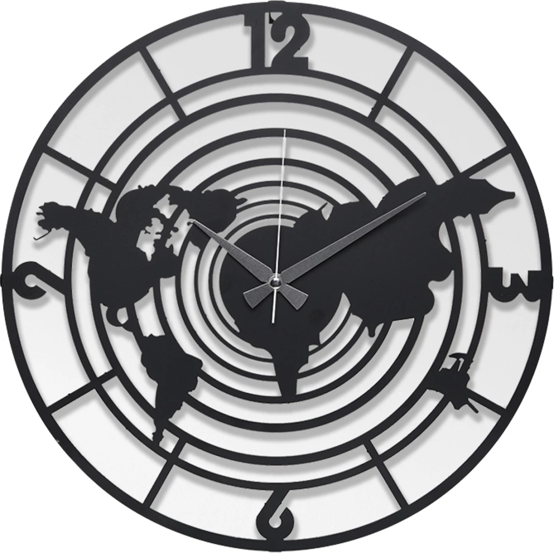 Stenska ura kovinska črna FH7445 Φ50 cm