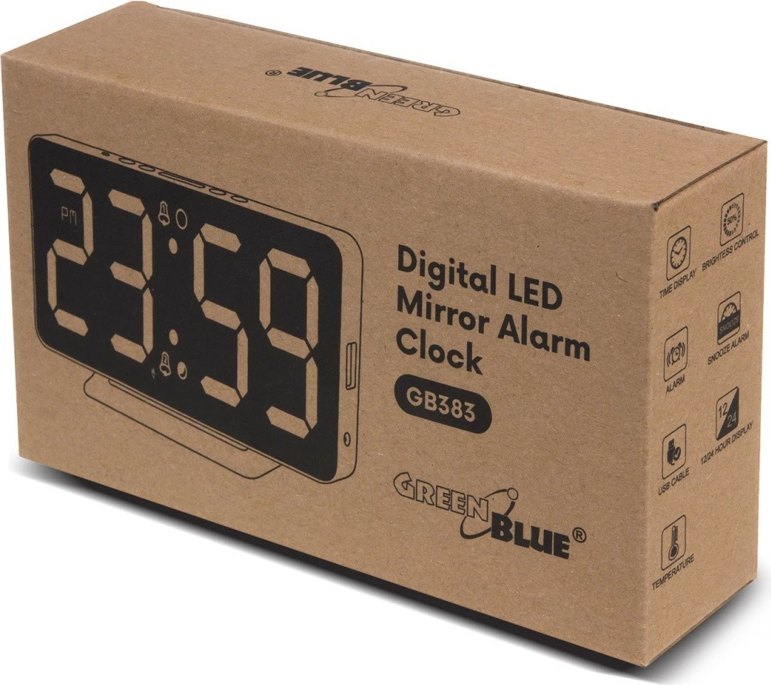Digitalna budilka z merilcem temperature GreenBlue GB383, bela