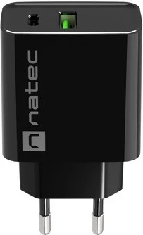 Napajalnik Ribera 20W z USB-A in USB-C, Natec, črn