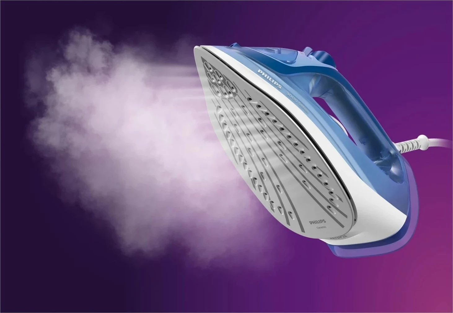 Parni likalnik 2400 W, keramična plošča, modra - Philips 3000 DST3031/20 Parni likalnik 2400 W, keramična plošča, modra - Philips 3000 DST3031/20