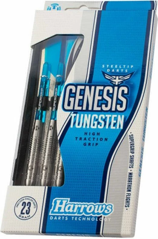 Puščice za pikado Harrows Genesis Tungsten, modre in srebrne