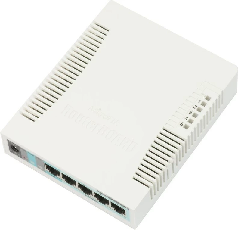 Stikalo MikroTik RB260GS, 5 vrat Gigabit Ethernet, PoE, belo Stikalo MikroTik RB260GS, 5 vrat Gigabit Ethernet, PoE, belo