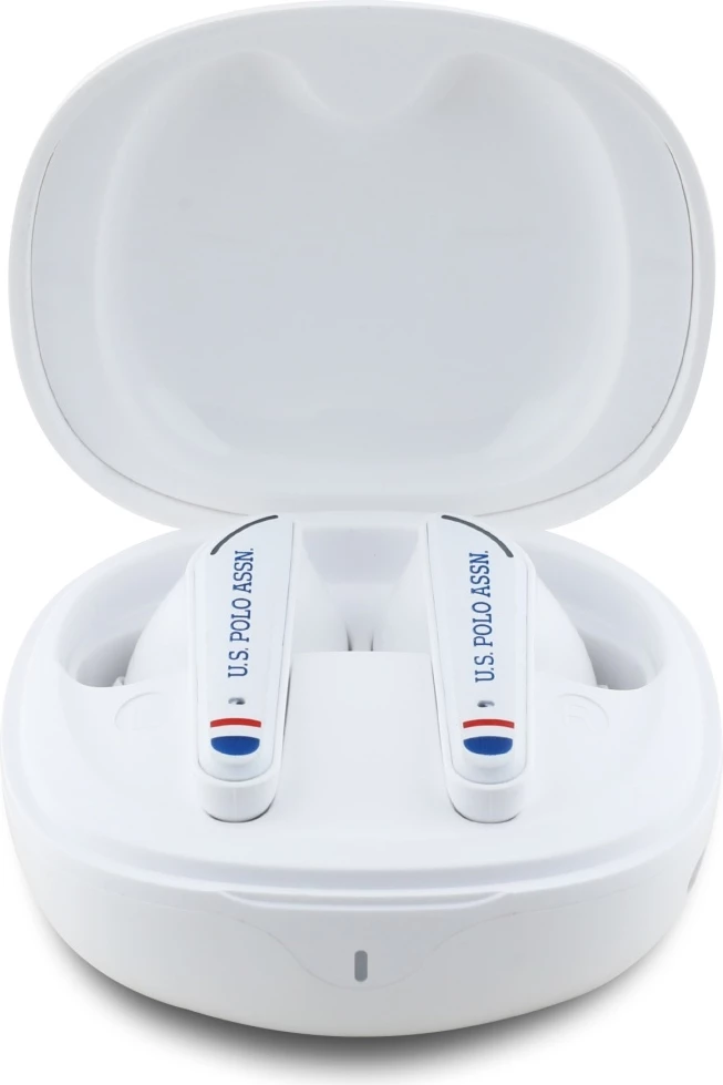 Brezžične TWS slušalke U.S. Polo Assn. DH Logo, Bluetooth 5.4, z ohišjem za polnjenje, bele