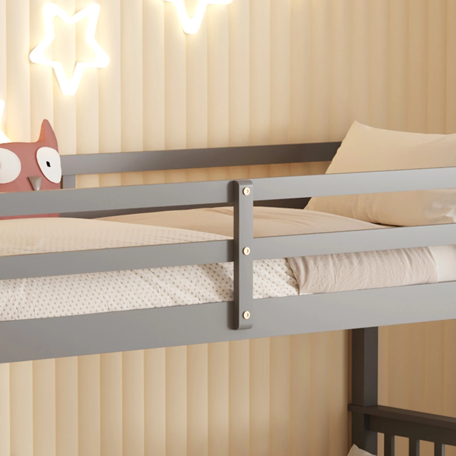 Pograd za otroke LANTAI FH682.05 iz borovega lesa v sivi barvi - vzmetnice 190x90 cm