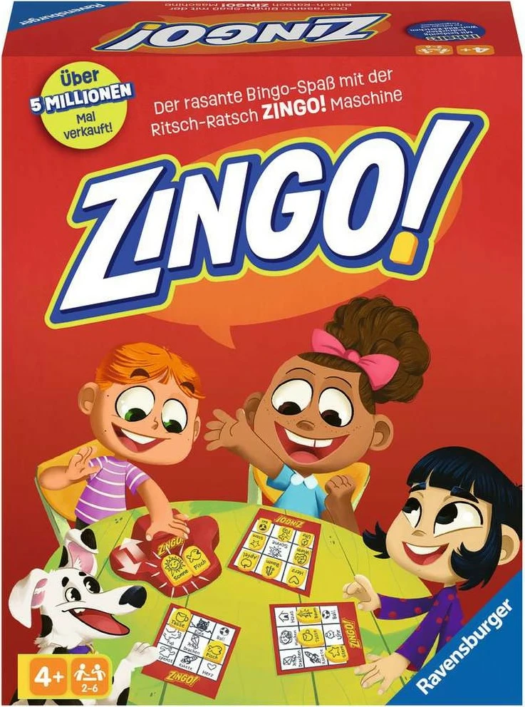 Družabna igra Zingo Ravensburger, 2–6 igralcev, 72 kartic, večbarvno