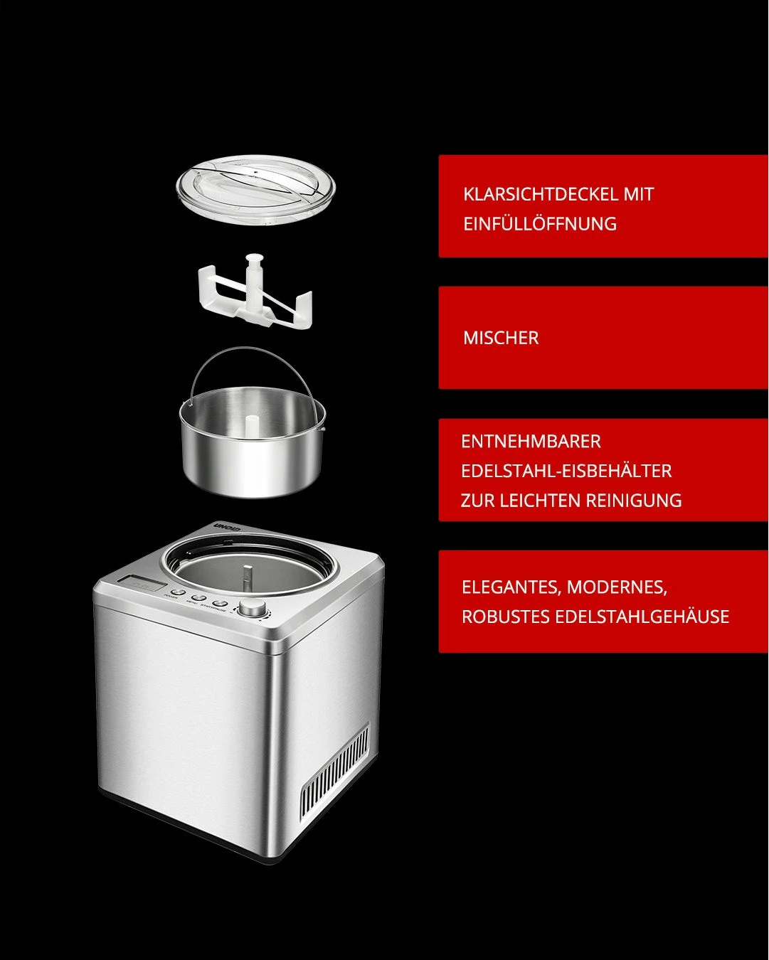 Aparat za sladoled UNOLD 48872, kompresor, 2 L, LCD, inox Aparat za sladoled UNOLD 48872, kompresor, 2 L, LCD, inox