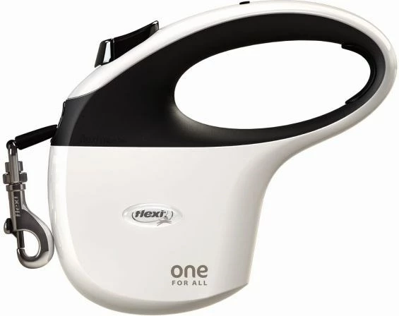 Samonavijalni povodec FLEXI One for All, 5 m, bel-črn